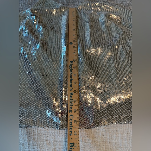 NWT SCOOP Silver Sequin Cami Top SZ L 12/24 Double V Neck Spaghetti Straps - Picture 10 of 10